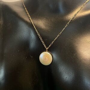 Real pearl coin gold filled dainty toggle clasp necklace